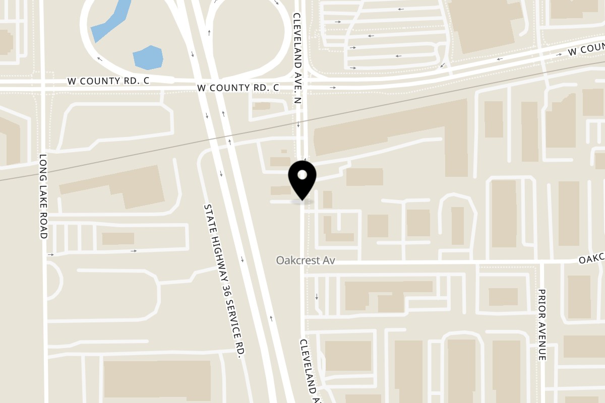 Map showing the location of India Palace Roseville on 2570 Cleveland Ave N in Roseville